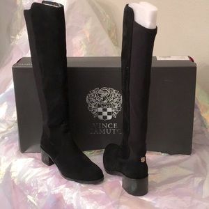 Vince Camuto tall black suede/neoprene boots
